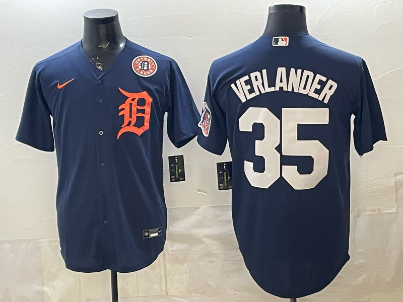 Men Detroit Tigers #35 Verlander blue Game Nike MLB Jersey032100103->detroit tigers->MLB Jersey